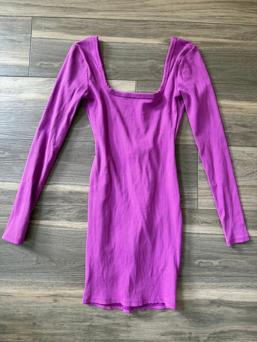 Fashion Nova Hailey Snatched Mini Dress Magenta Ribbed XS